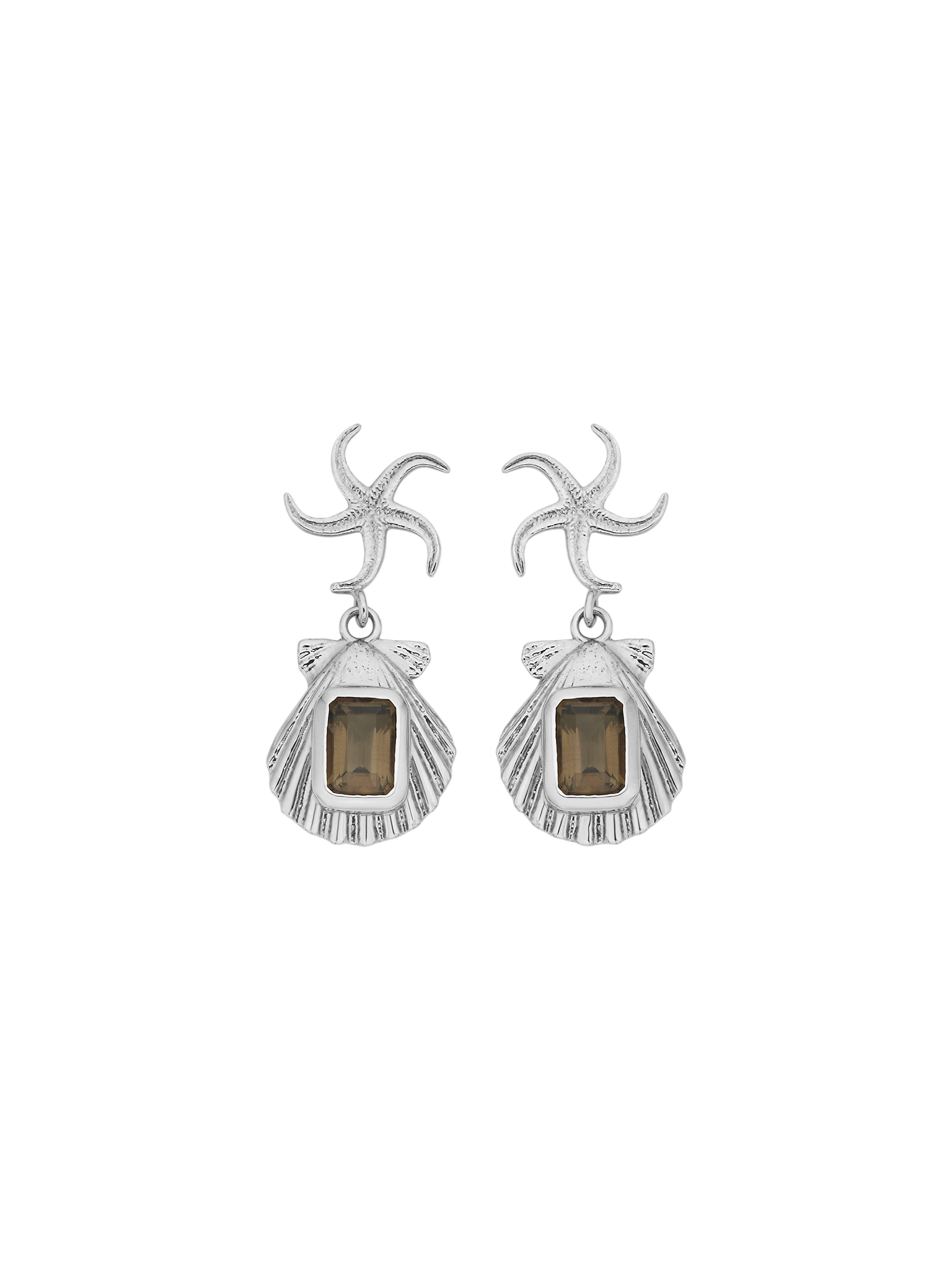 Alara earrings silver with smokey quartz